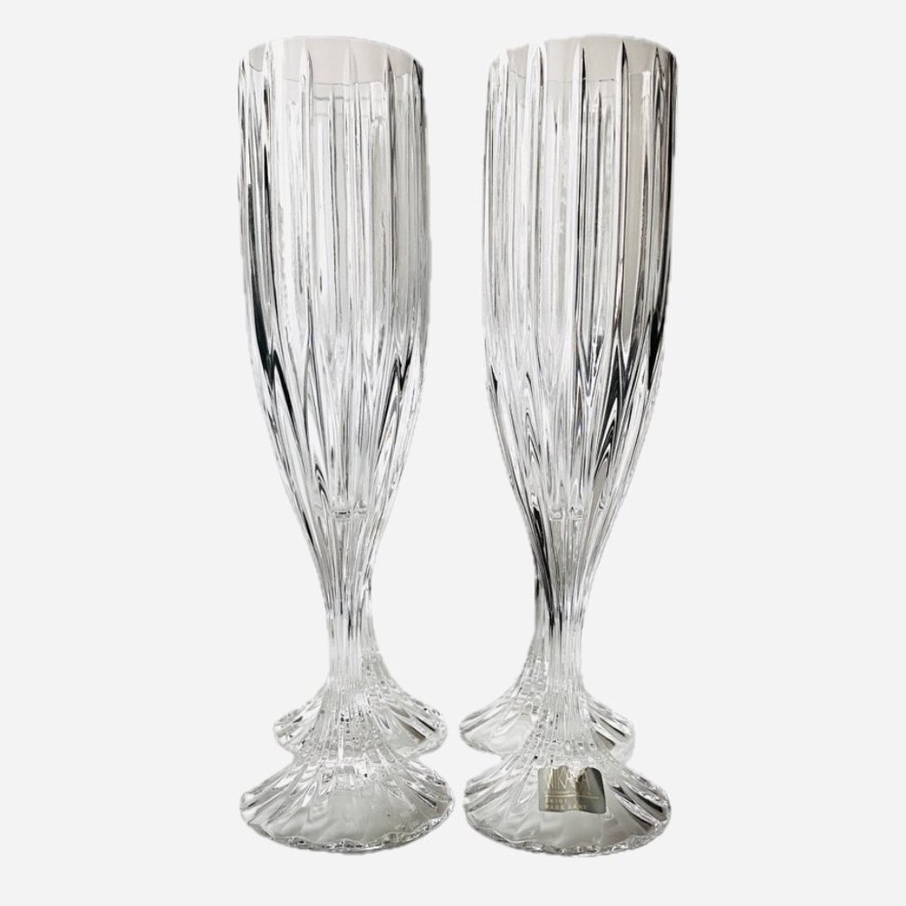 Mikasa Park Lane Set of 4 Cut Crystal Champagne Flutes New with Tags